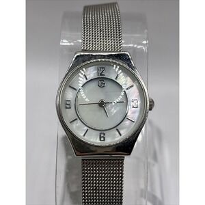 George Women's Quartz Watch‎ MOP Dial Silver Mesh Metal Band- New Battery